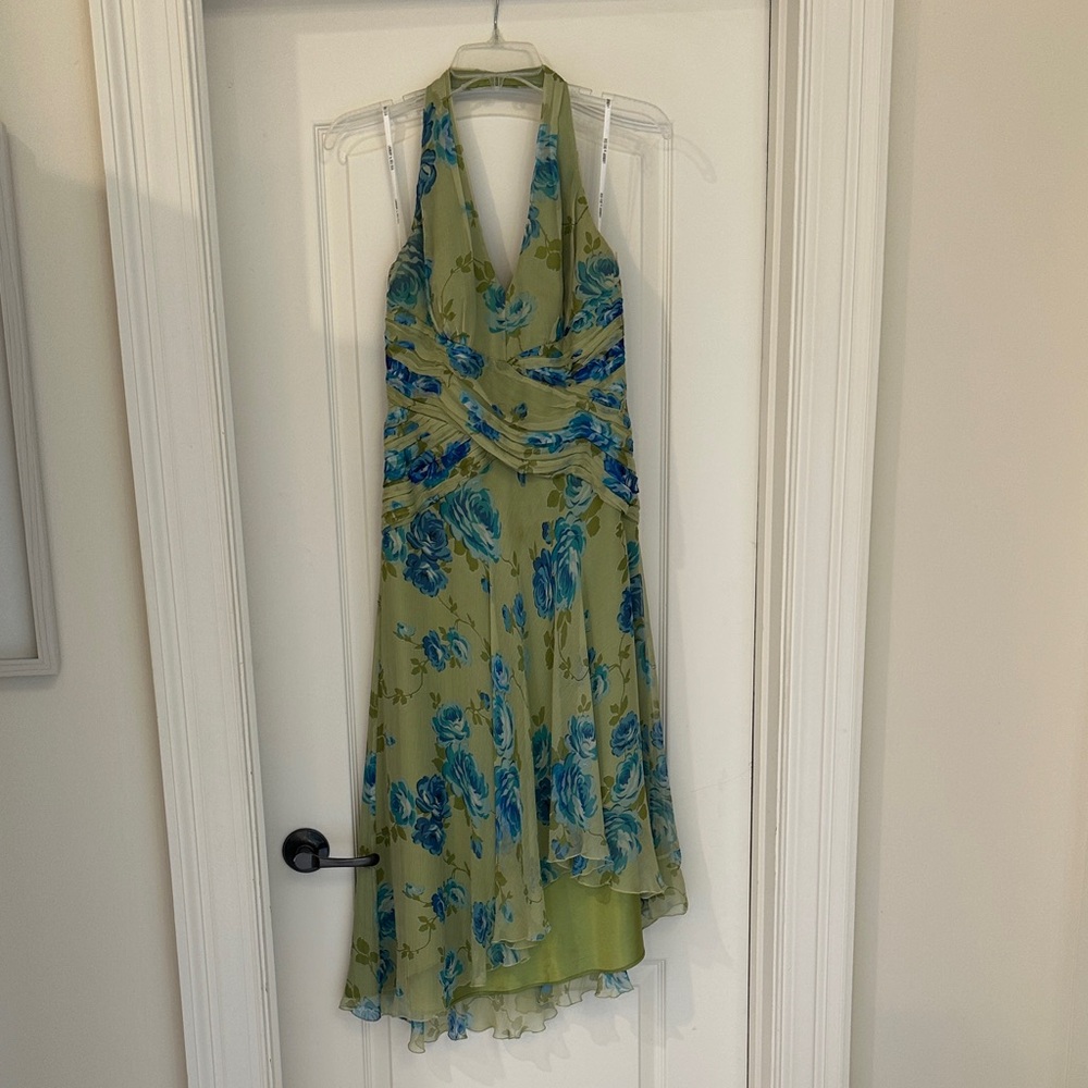 Laundry By Shelli Segal Backless Floral Dress in Green and Blue